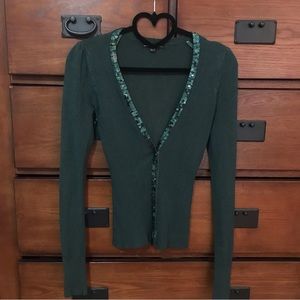 Womens Size XS Forest Green Sequin Sparkle Cardigan, NEW Urban Behavior